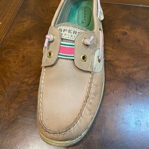 Sperry topsiders green and pink!
